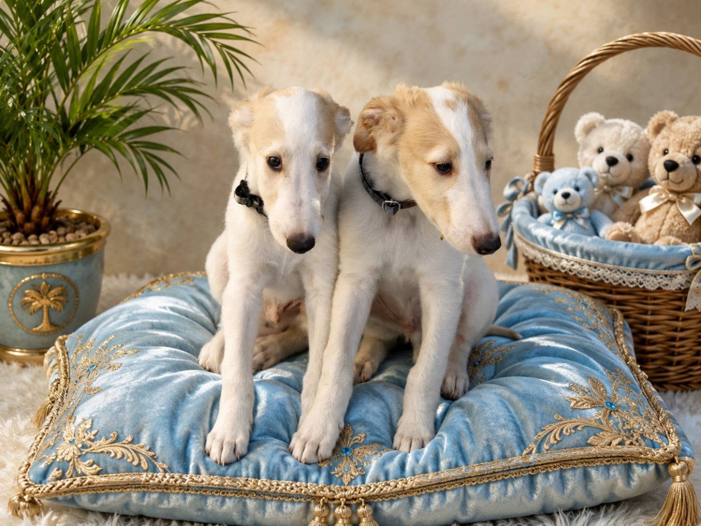 Deux magnifiques bébés barzoïs attendent leur famille